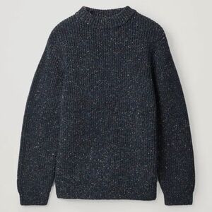 COS Men's Speckled Black Crewneck Sweater